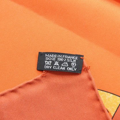 Hermes Silk Sulfure et Presse Papiers II Scarf 90 Orange 7 of 8