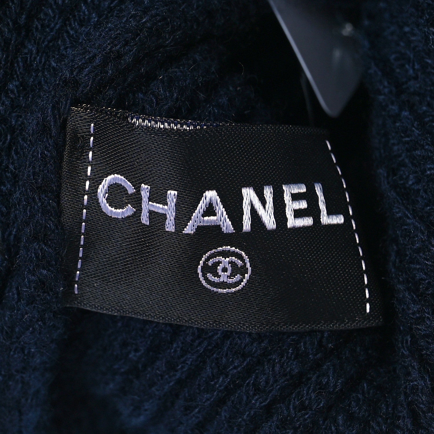 Chanel Cashmere Sequin Logo Beanie Hat Navy Silver 3 of 4