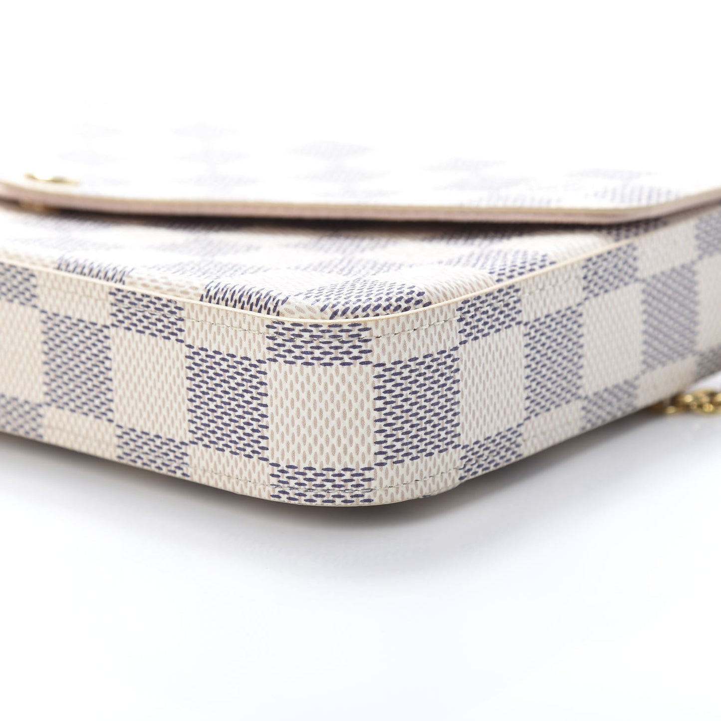 Damier Azur Pochette Felicie Chain Wallet Rose Ballerine