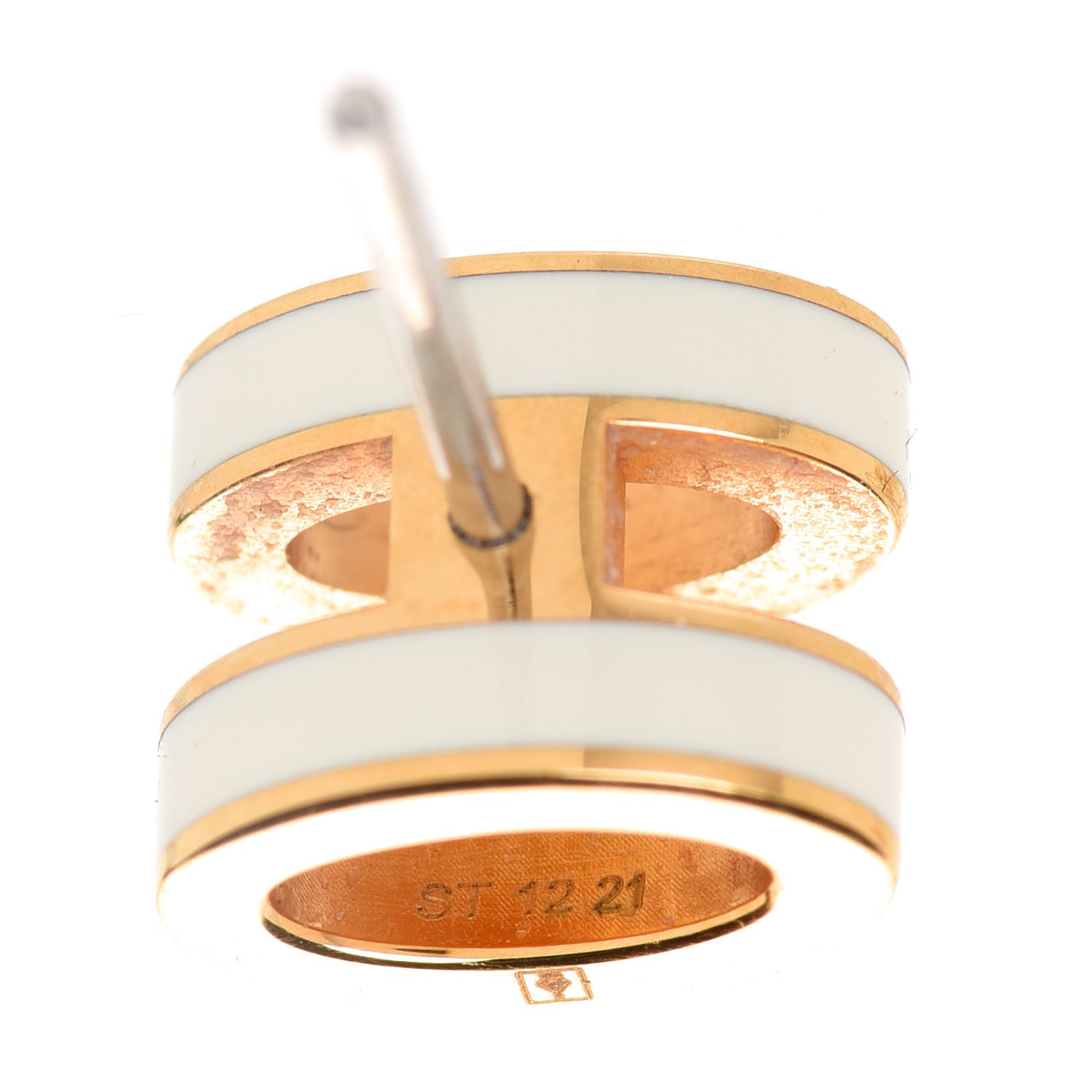Hermes Gold Lacquered Mini Pop H Earrings White 6 of 7