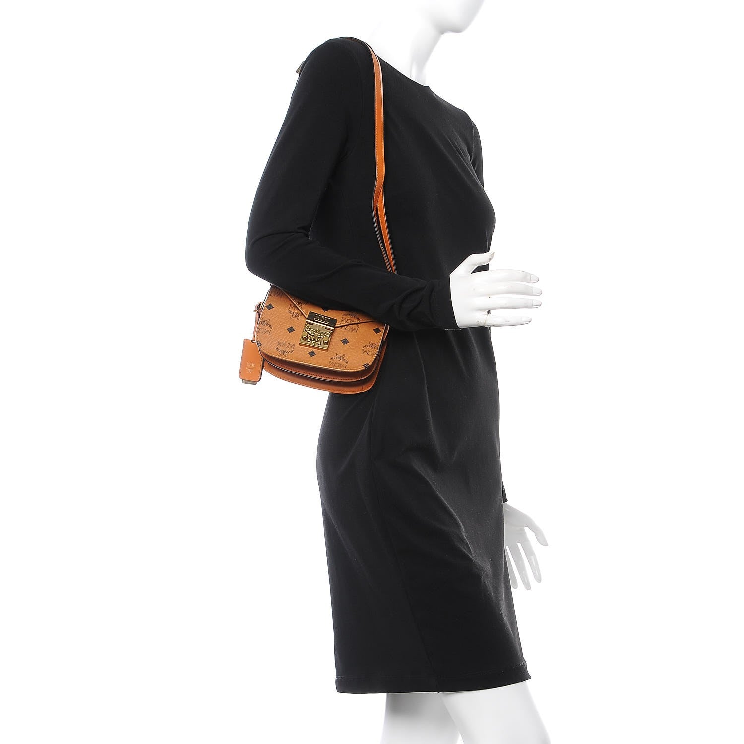 MCM Visetos Mini Patricia Shoulder Bag Cognac 2 of 6