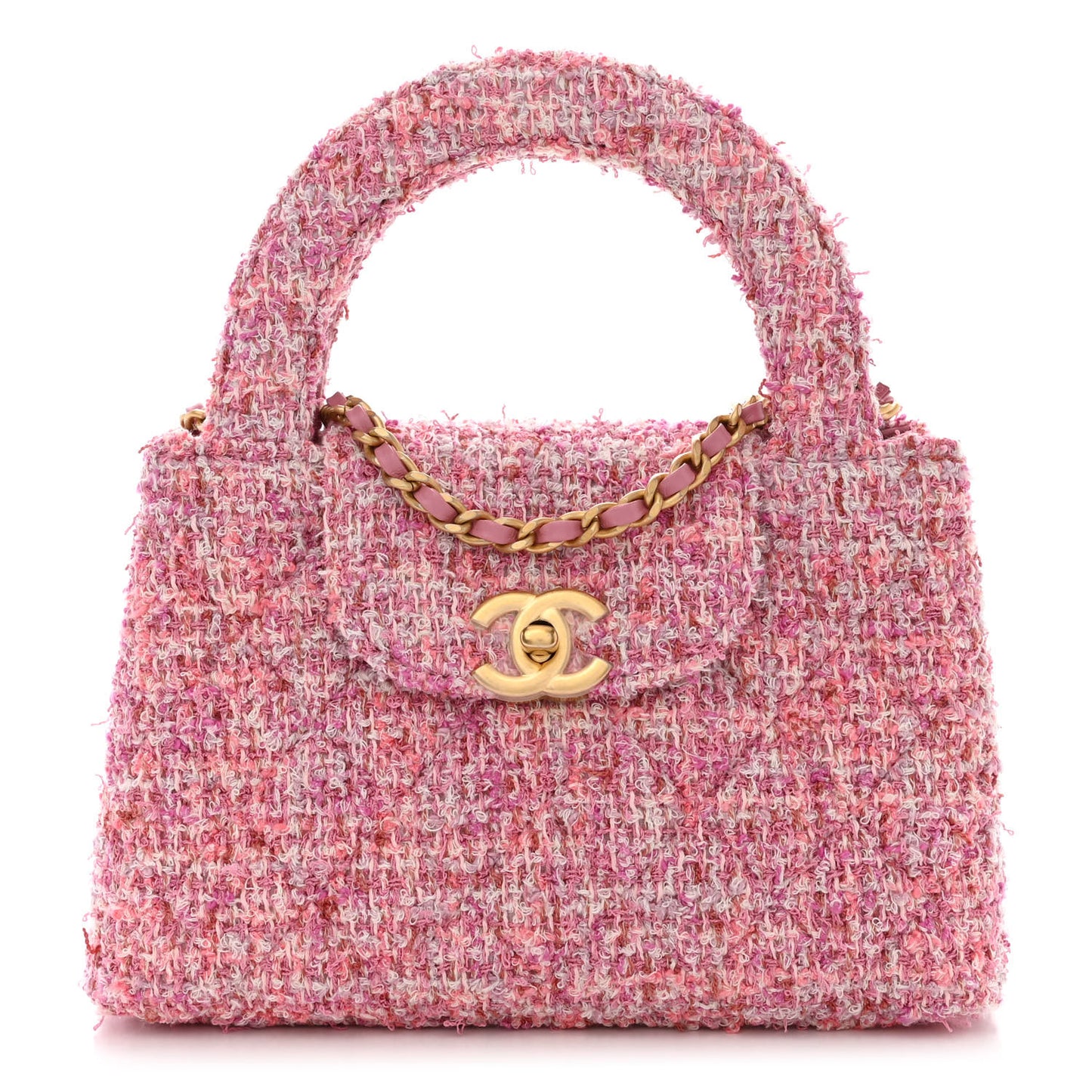 Tweed Quilted Nano Kelly Shopper Pink