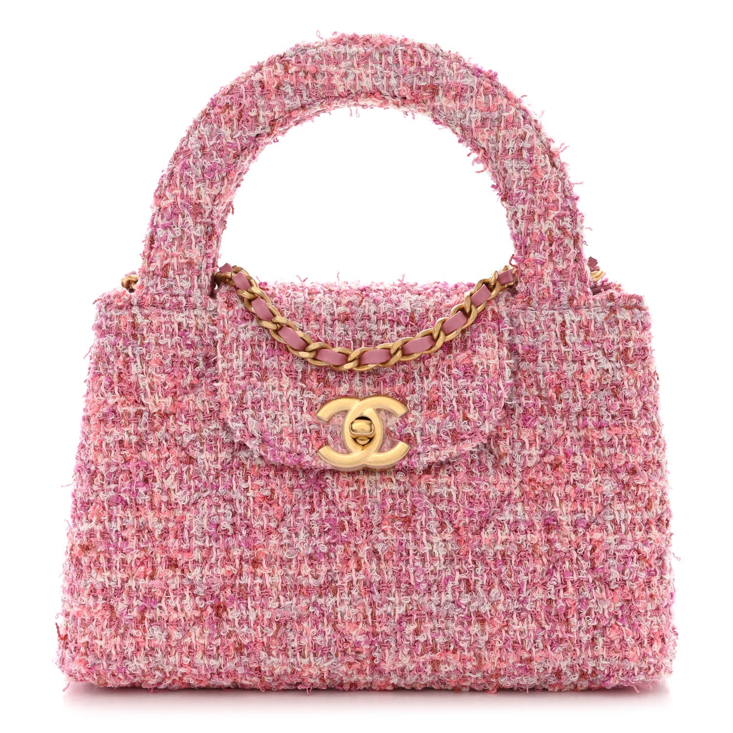 Chanel Tweed Quilted Nano Kelly Shopper Pink 1 of 11