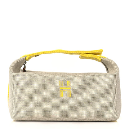Hermes Canvas Small Bride-A-Brac Pouch Natural Jaune Citron 1 of 9
