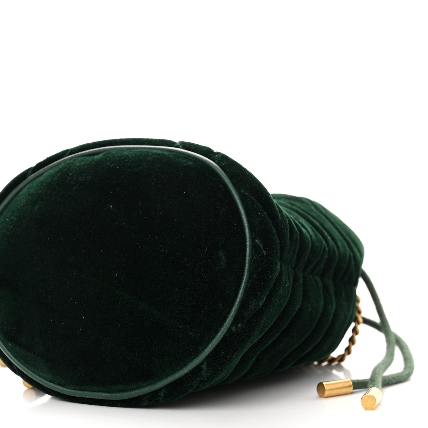 Gucci Velvet Matelasse Mini GG Marmont 2.0 Bucket Bag Dark Green 9 of 9