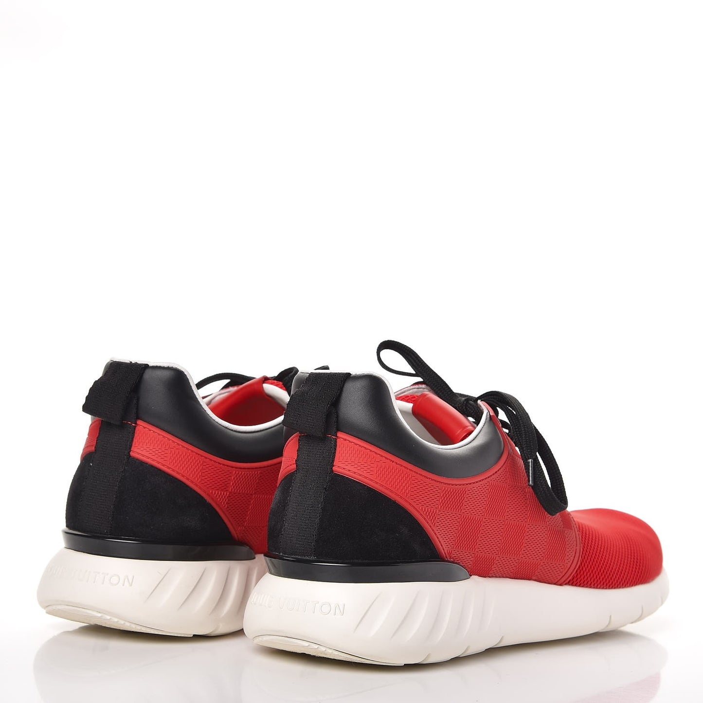 Rubber Mesh Suede Damier Fastlane Low Sneakers 8 Rouge