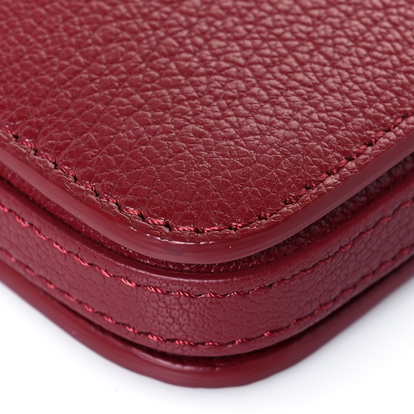 Grainy Goatskin Triple Zip Crossbody Bag Crimson