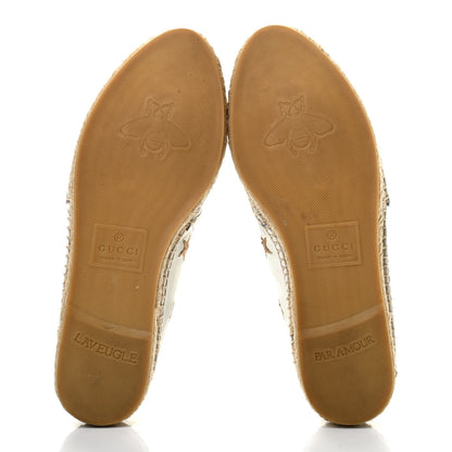 Gucci Calfskin Bee Star Embroidered Espadrilles 37 White 5 of 9