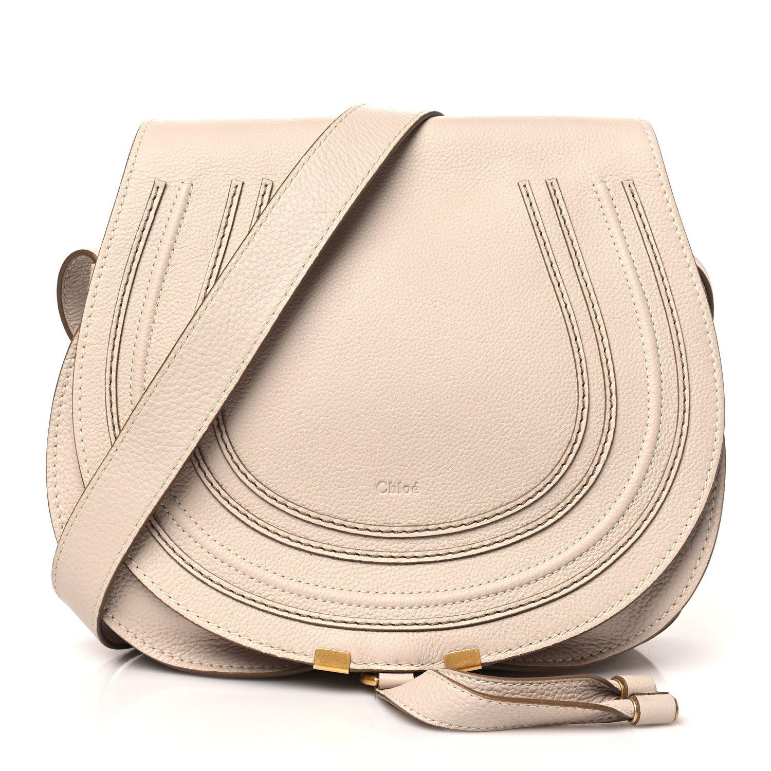 Chloe Grained Calfskin Medium Marcie Saddle Bag Nomad Beige 1 of 11