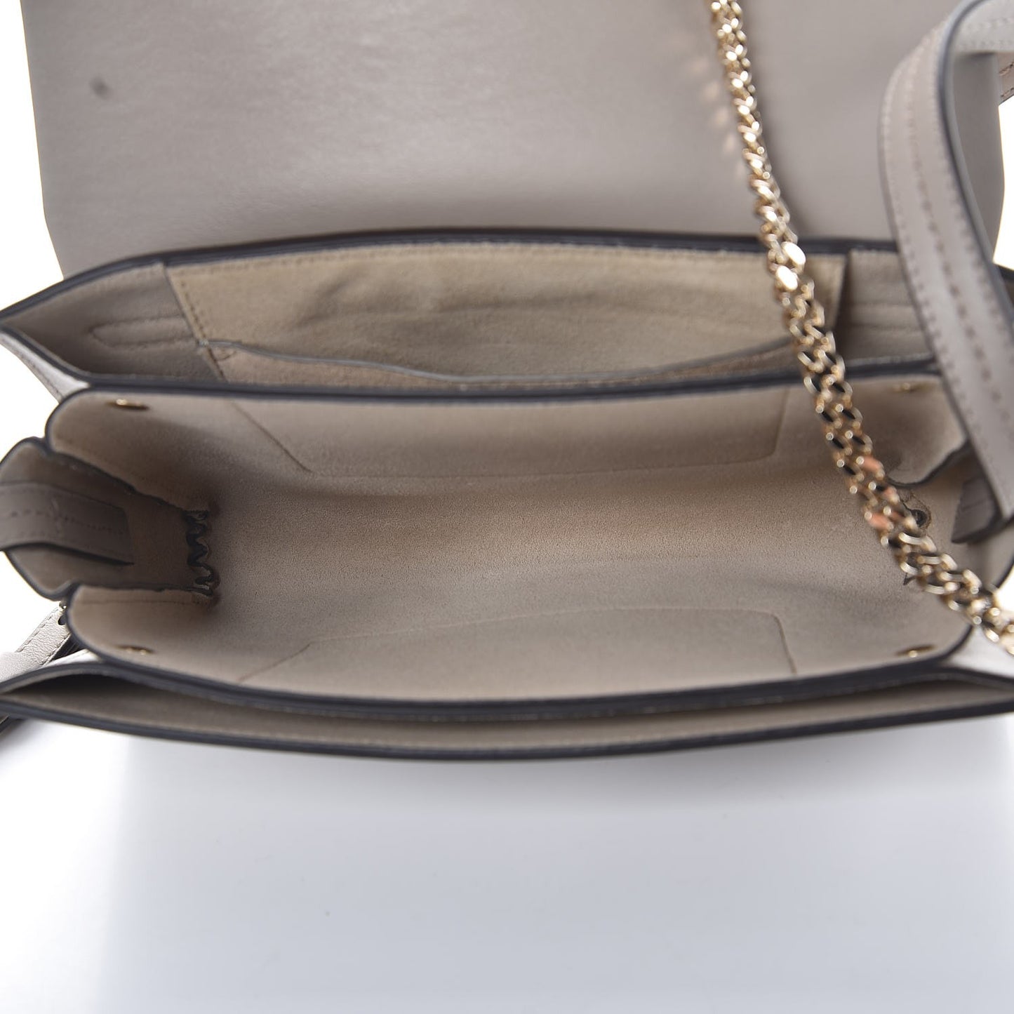Suede Calfskin Small Faye Shoulder Bag Motty Grey