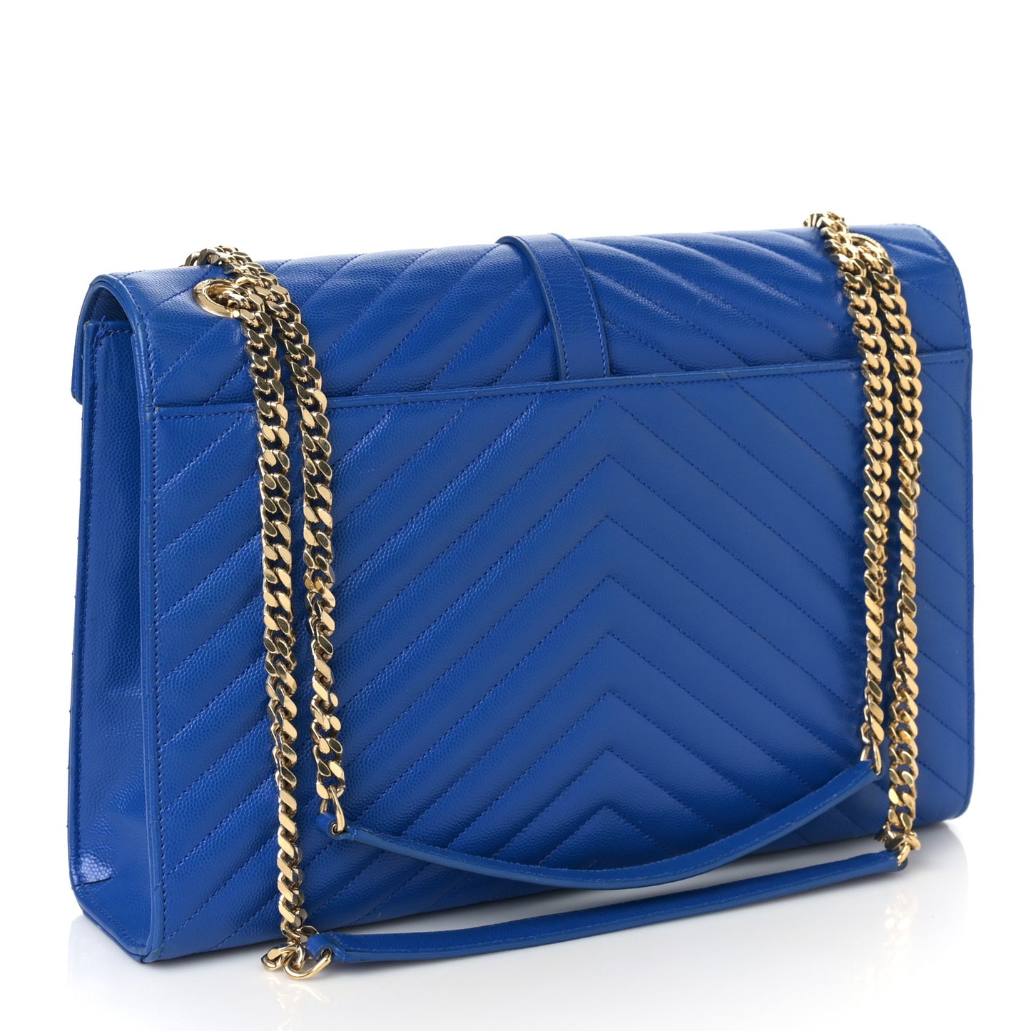Grain De Poudre Matelasse Chevron Large Monogram Satchel Blue Majorelle