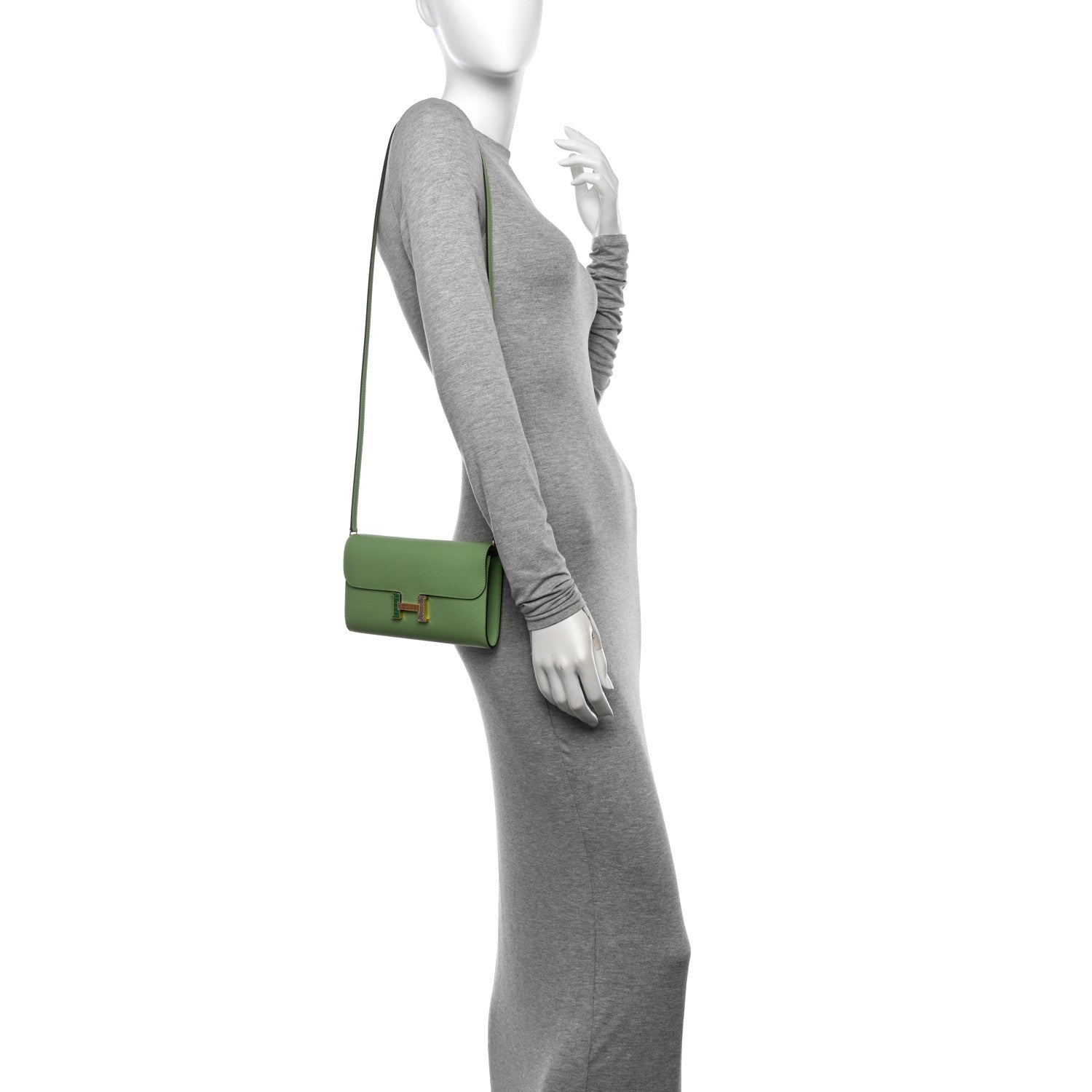 Hermes Epsom Alligator Lizard Constance Wallet To Go Vert Criquet Cactus Beige Sable Ombre 2 of 10