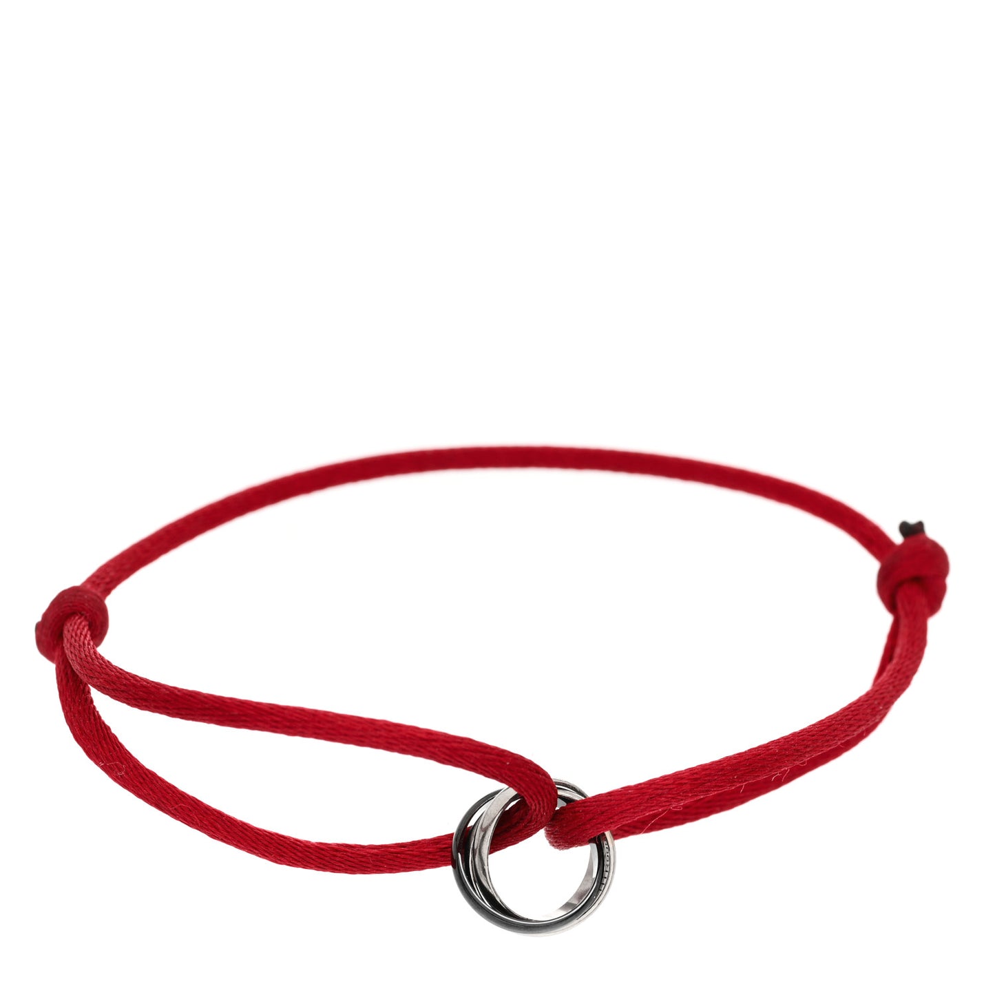18K White Gold Ceramic Trinity Cord Bracelet Red
