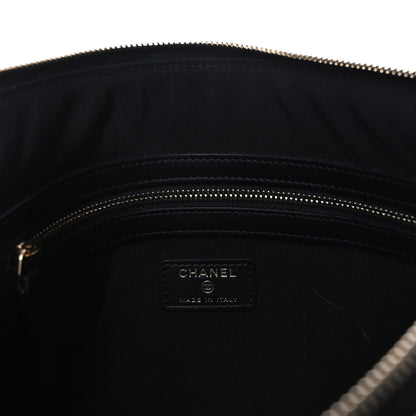 Chanel Calfskin Crocodile Embossed Graffiti 2.55 Medium Cocodile Reissue Cosmetic Case Black Gold 6 of 8