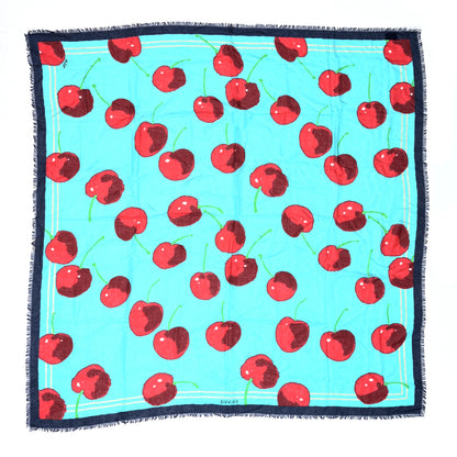 Gucci x KEN SCOTT Silk Cherry Scarf Blue Red 1 of 6