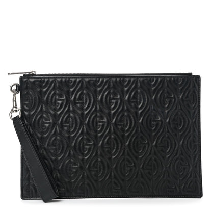 Gucci Calfskin G Rhombus Quilted Documents Holder Black 1 of 7