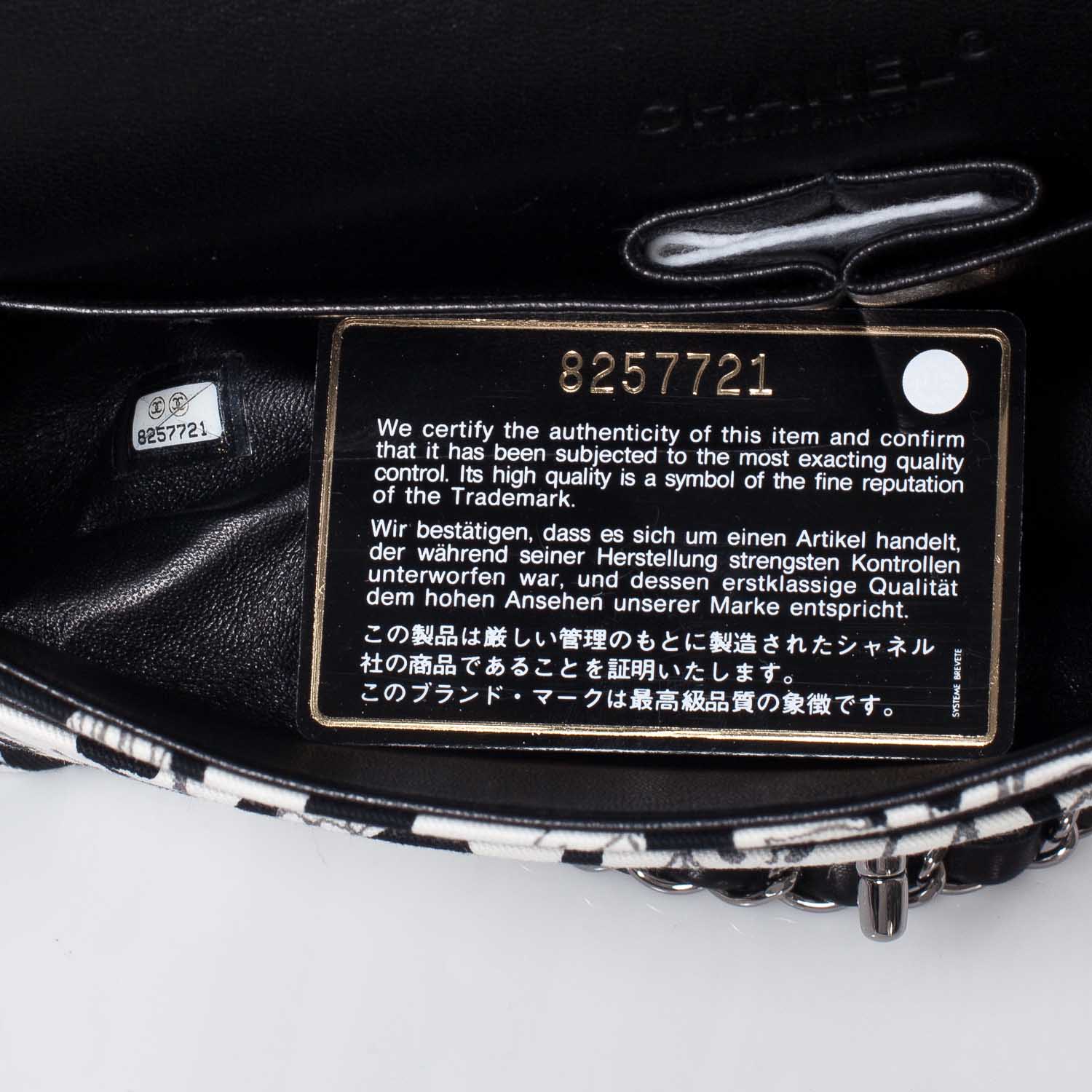 Chanel Canvas Coco Icons Medium Double Flap Black White 9 of 10