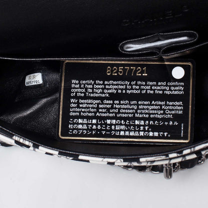 Chanel Canvas Coco Icons Medium Double Flap Black White 9 of 10