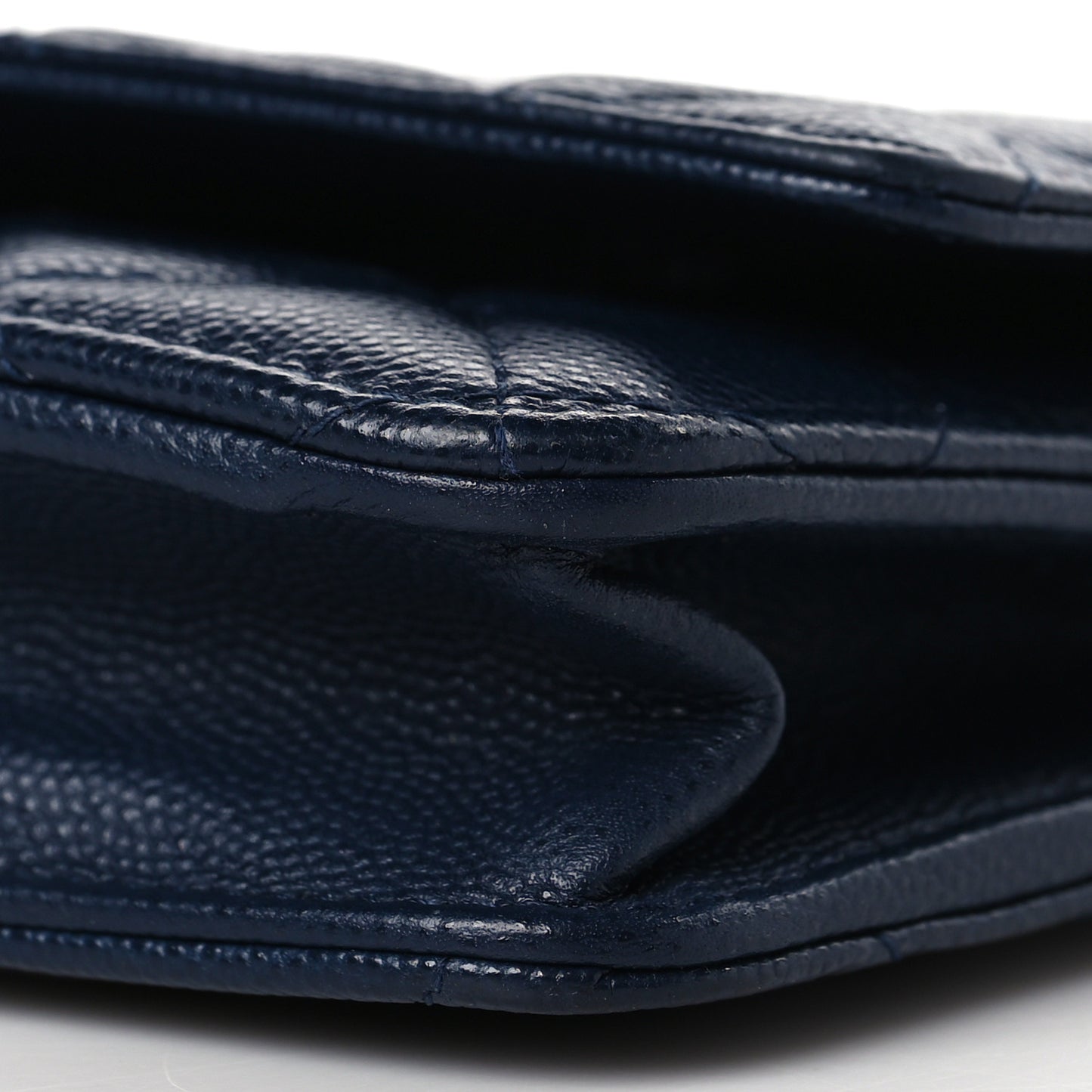 Caviar Quilted Crystal CC Wallet On Chain WOC Navy