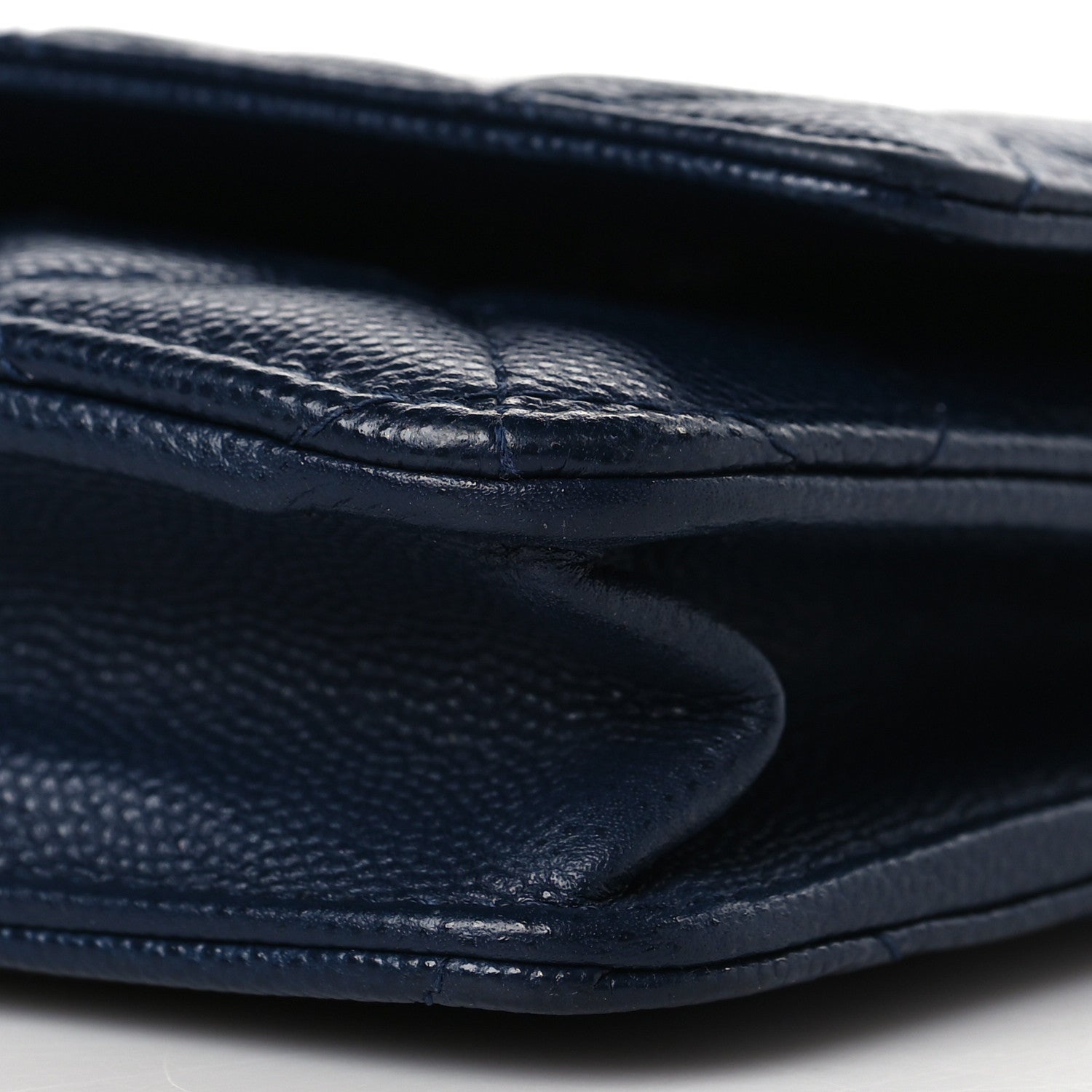 Chanel Caviar Quilted Crystal CC Wallet On Chain WOC Navy 10 of 10