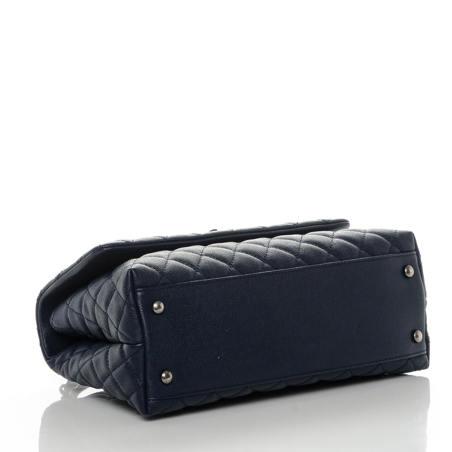 Chanel Caviar Lizard Quilted Small Coco Handle Flap Navy 4 of 7