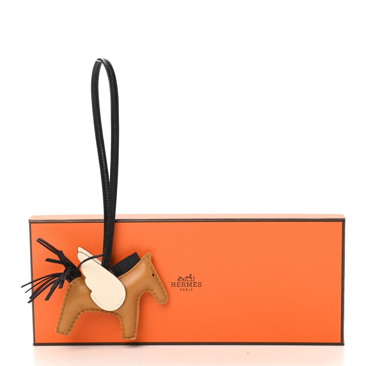 Hermes Milo Lambskin Grigri Rodeo Pegase Horse Bag Charm PM Sesame Black Nata 5 of 5