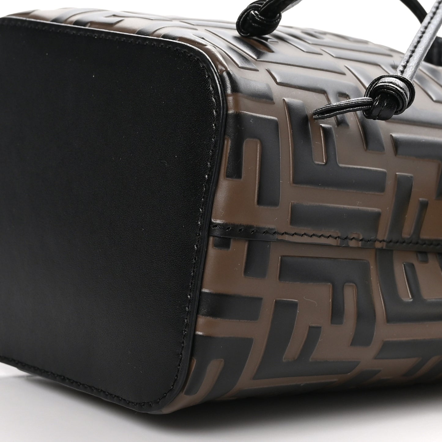 Vitello Liberty F is Fendi Bi-Color FF 1974 Embossed Mini Mon Tresor Bucket Bag Maya Black