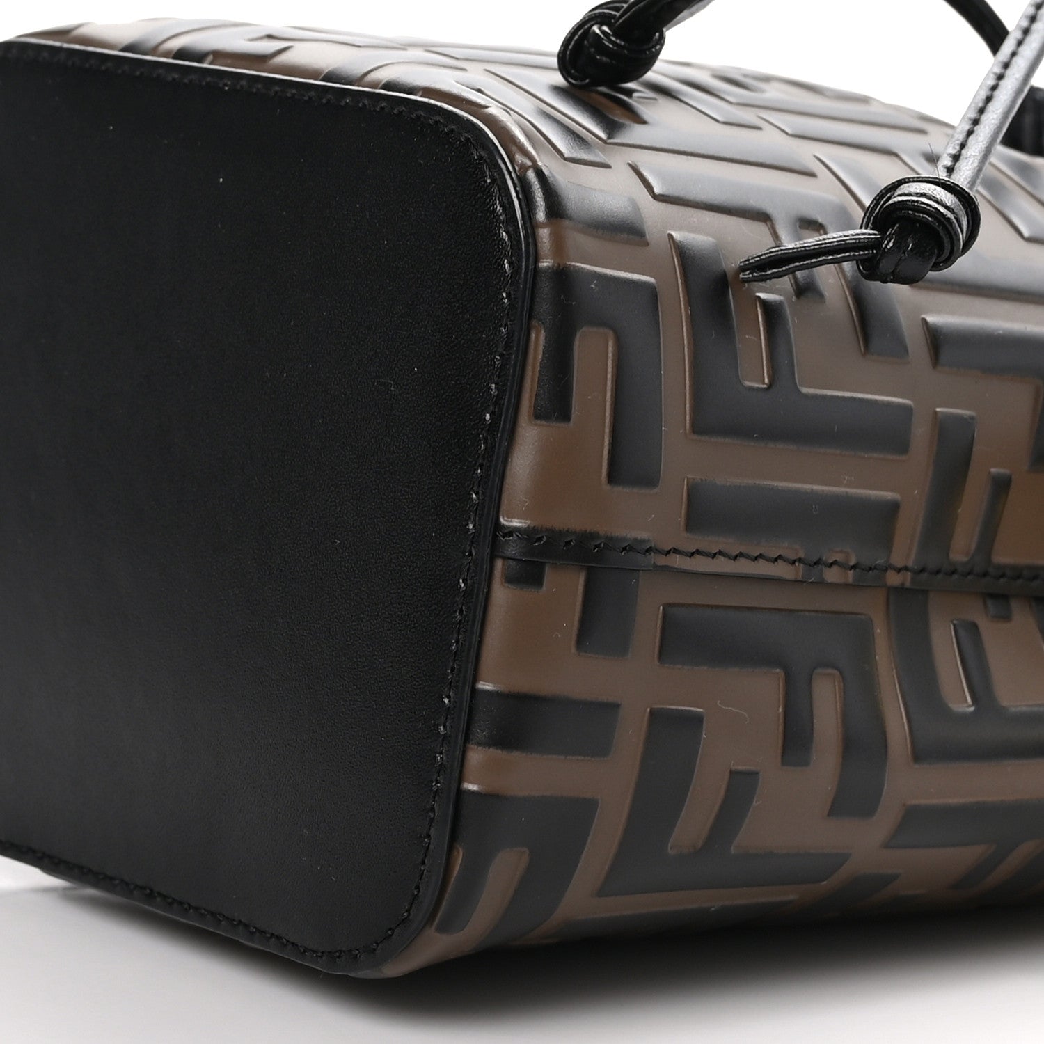 Fendi Vitello Liberty F is Fendi Bi-Color FF 1974 Embossed Mini Mon Tresor Bucket Bag Maya Black 9 of 9