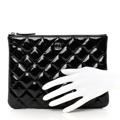 Chanel Patent Calfskin Quilted Medium Cosmetic Case Black 2 of 8