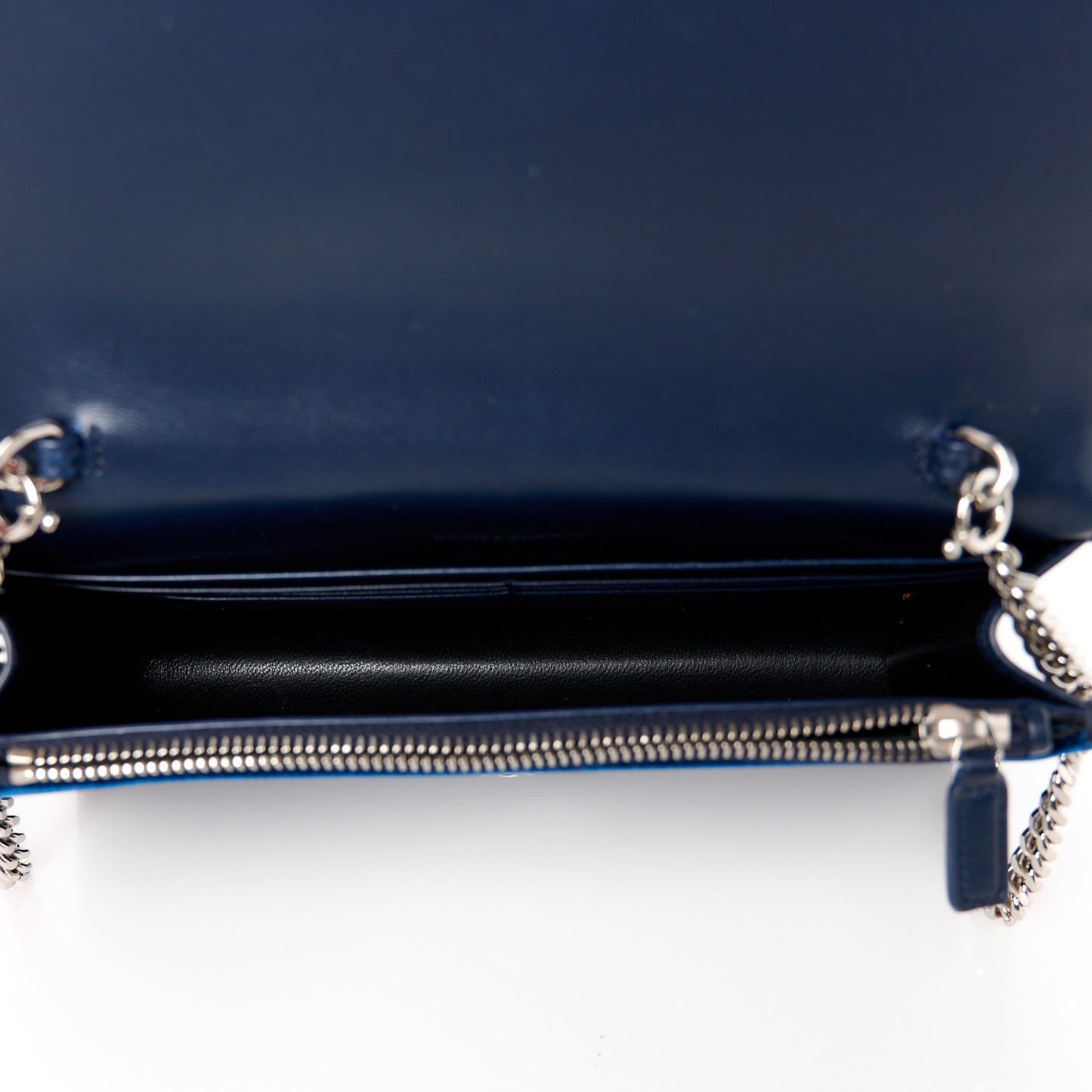 Velvet Crystal Monogram Kate Tassel Chain Wallet Blue