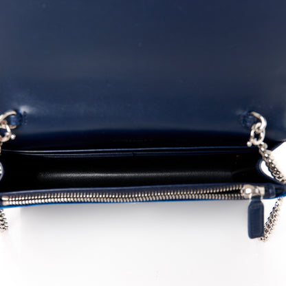 Saint Laurent Velvet Crystal Monogram Kate Tassel Chain Wallet Blue 5 of 9