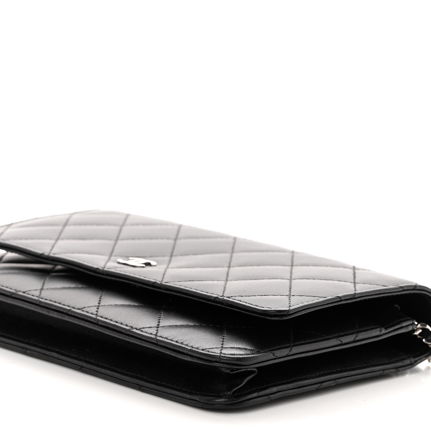 Chanel Lambskin Quilted Wallet On Chain WOC Black 11 of 12