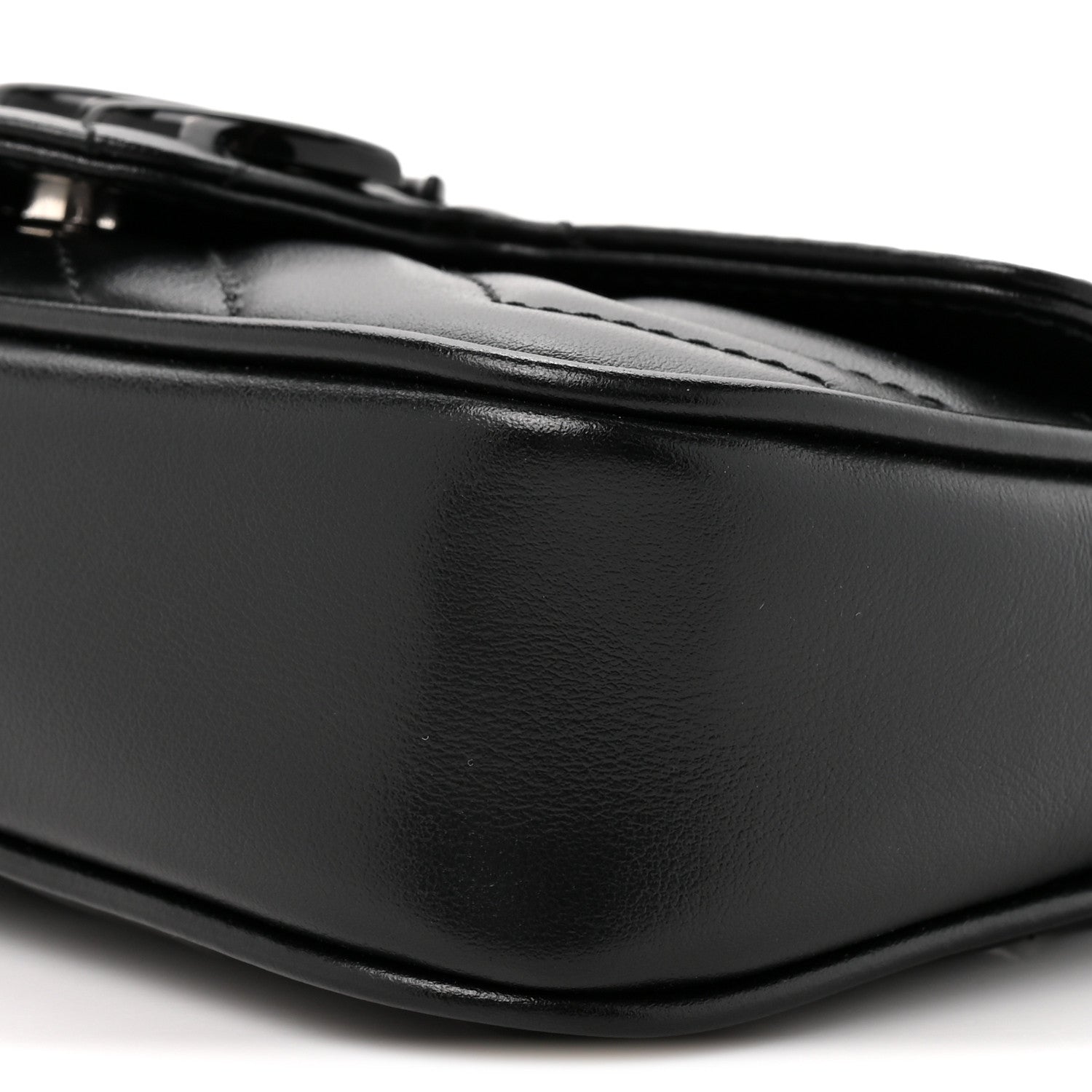Gucci Calfskin Matelasse Monochrome GG Marmont Chain Belt Bag Black 8 of 9