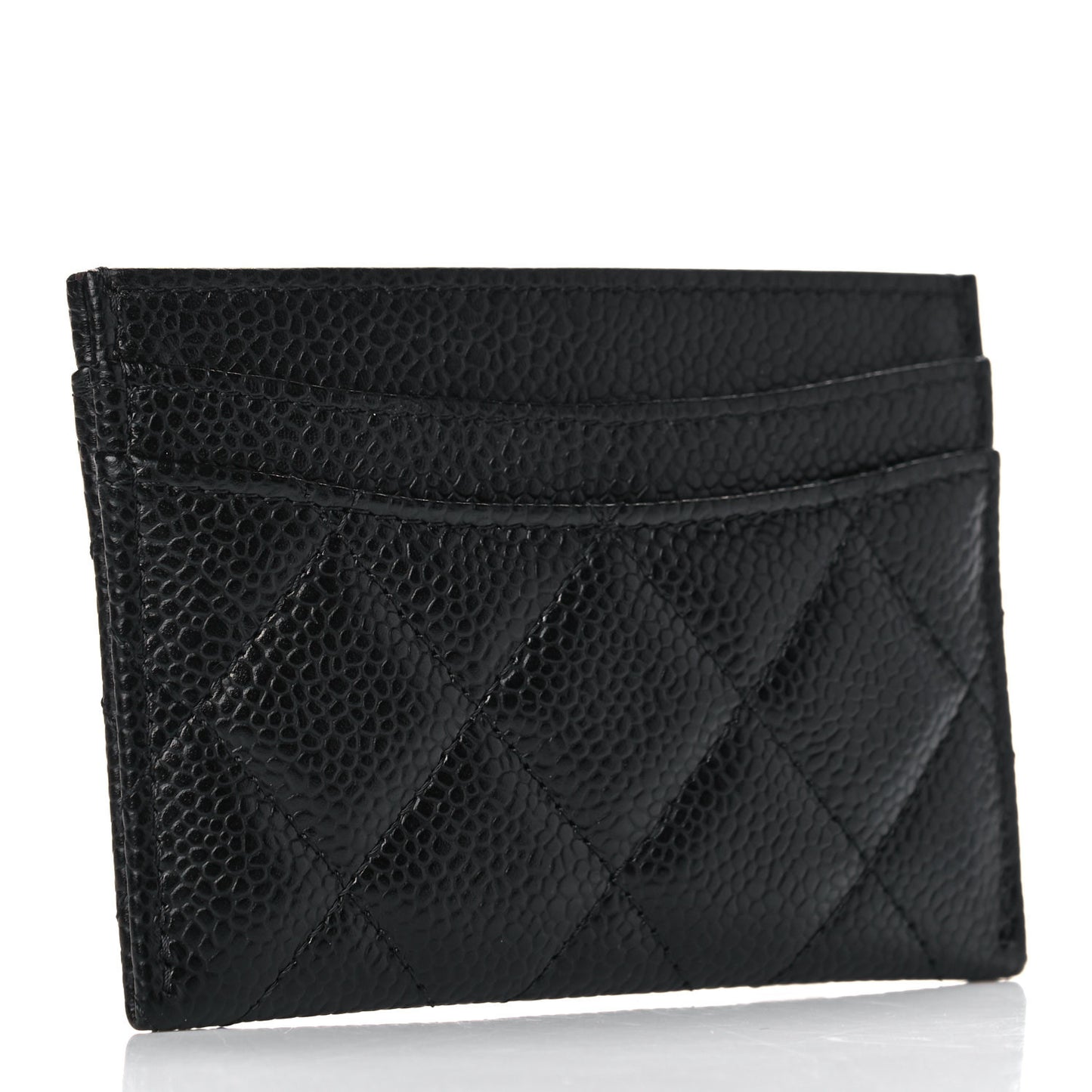 Caviar Quilted Card Holder Black