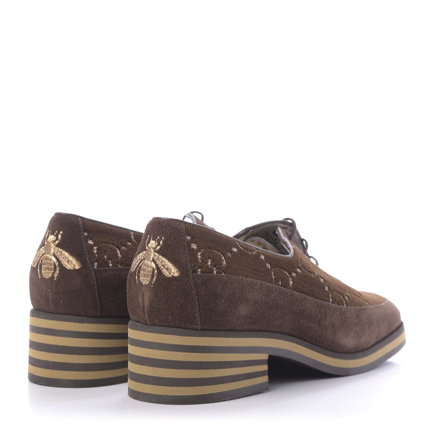 Velvet GG Monogram Thompson Derby Loafers 37 Vintage Cocoa Brown