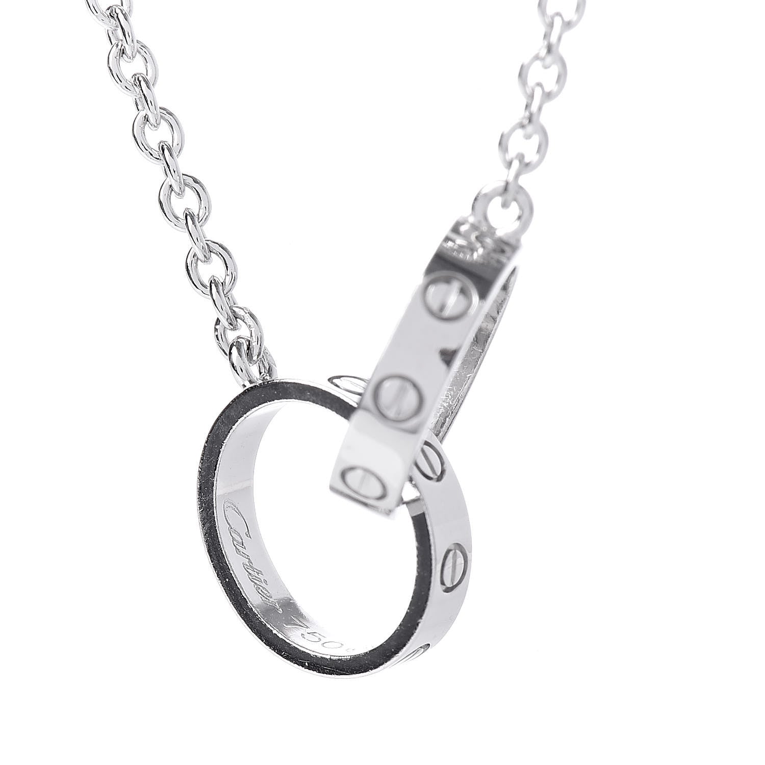 Cartier 18K White Gold Interlocking LOVE Necklace 5 of 7