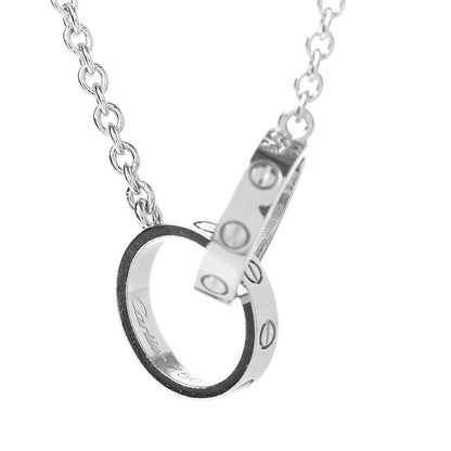 Cartier 18K White Gold Interlocking LOVE Necklace 5 of 7