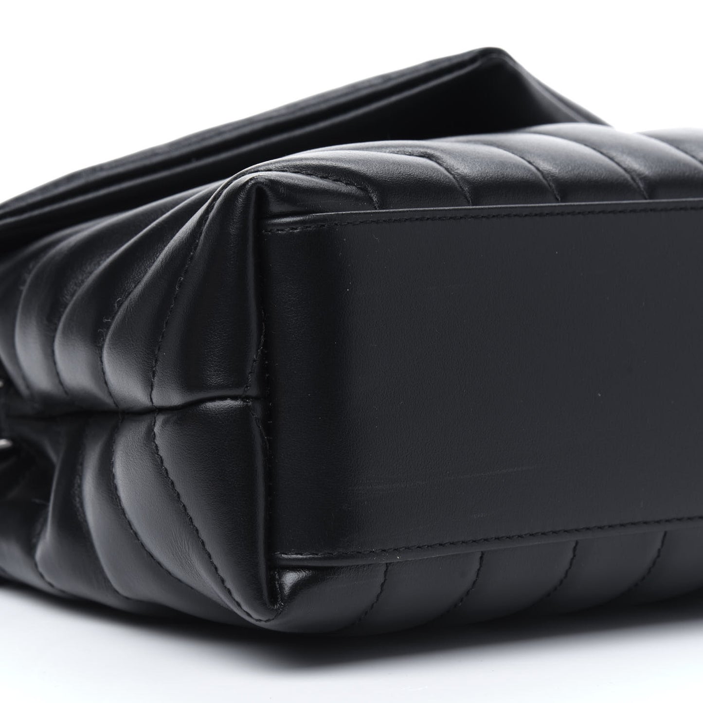 Calfskin Y Quilted Monogram Small Loulou Chain Satchel Black