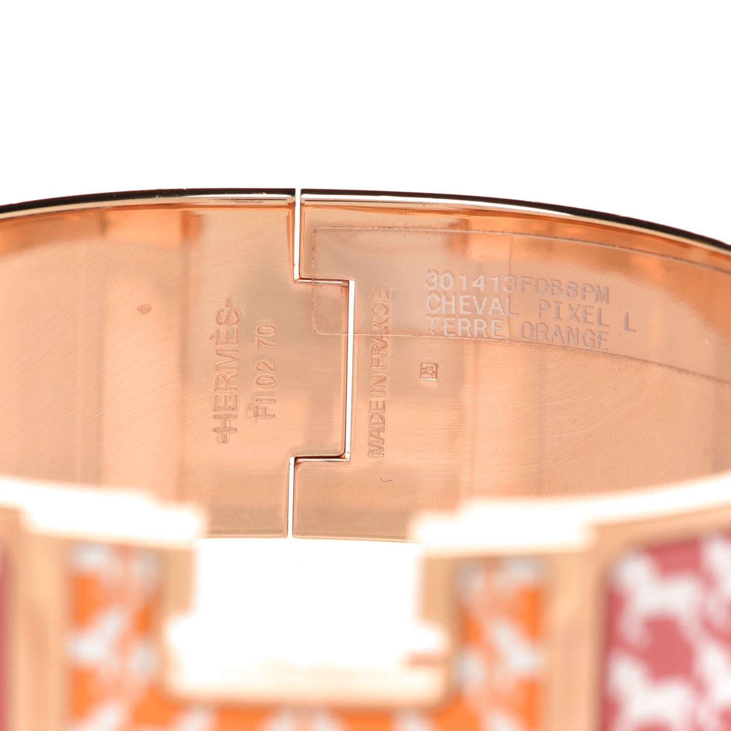 Enamel Wide Print Cheval Pixel Clic Clac H Bracelet PM Terre Orange