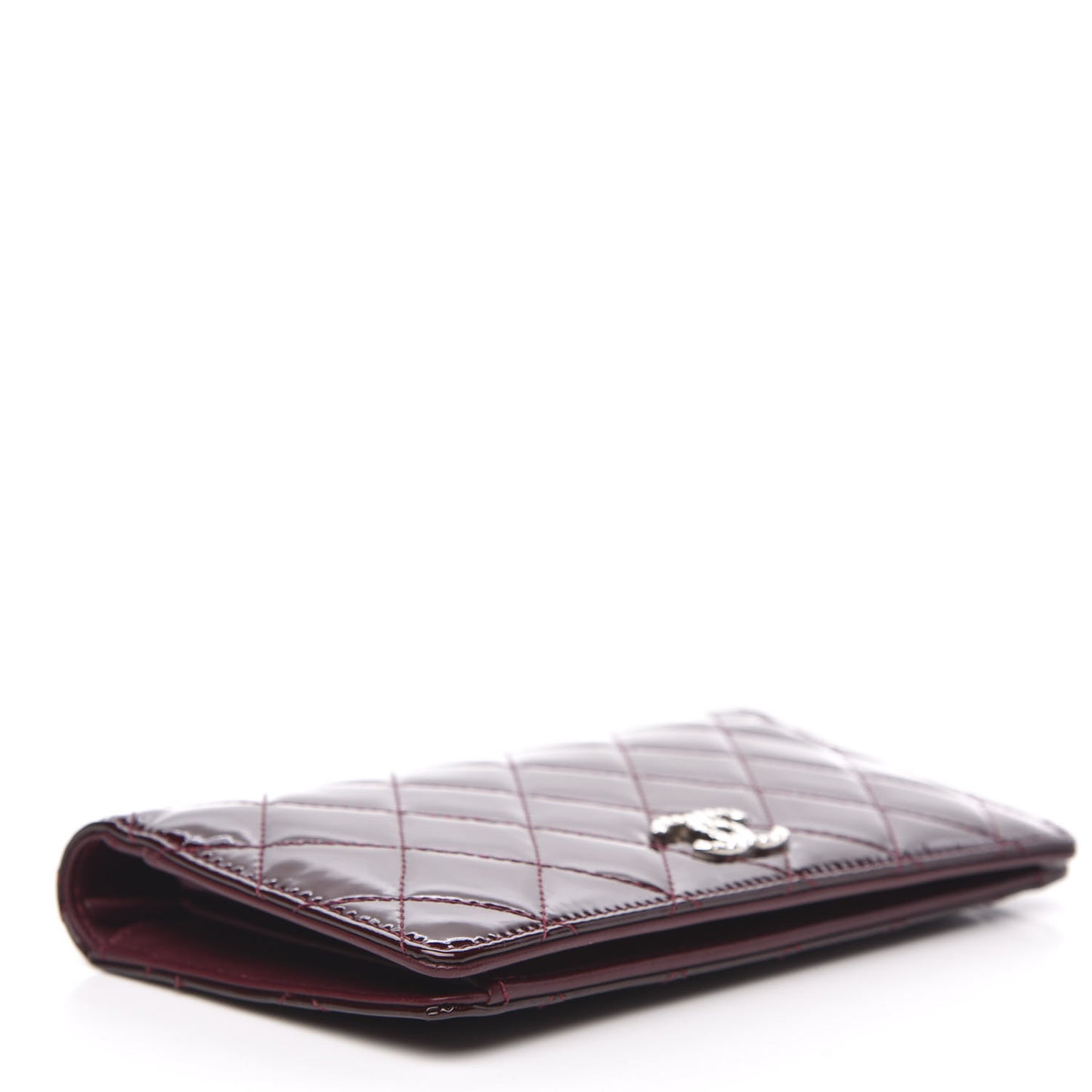 Patent Quilted Brilliant Yen Wallet Burgundy