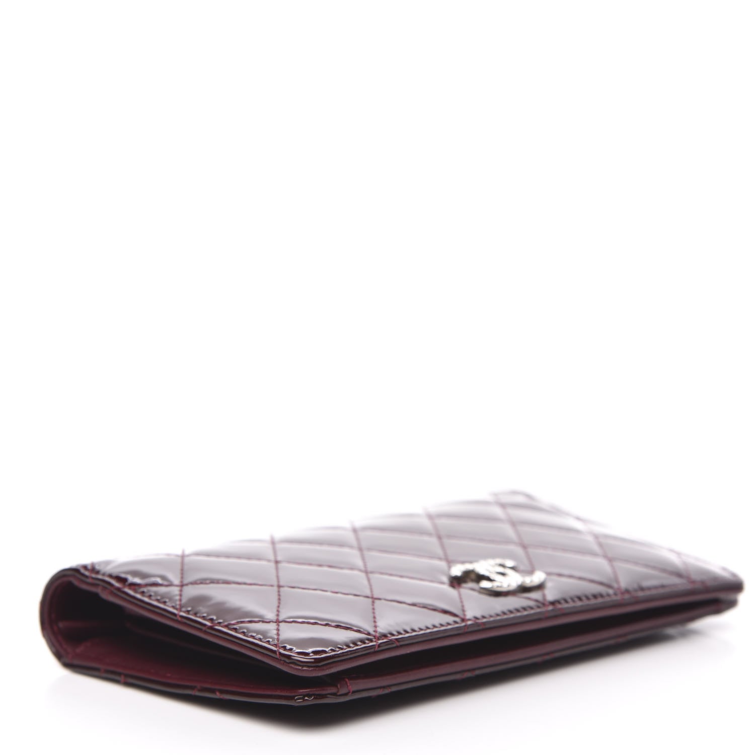 Chanel Patent Quilted Brilliant Yen Wallet Burgundy 4 of 10