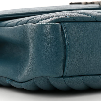 Saint Laurent Sheepskin Matelasse Chevron Monogram Medium College Bag Petrol Green 9 of 14