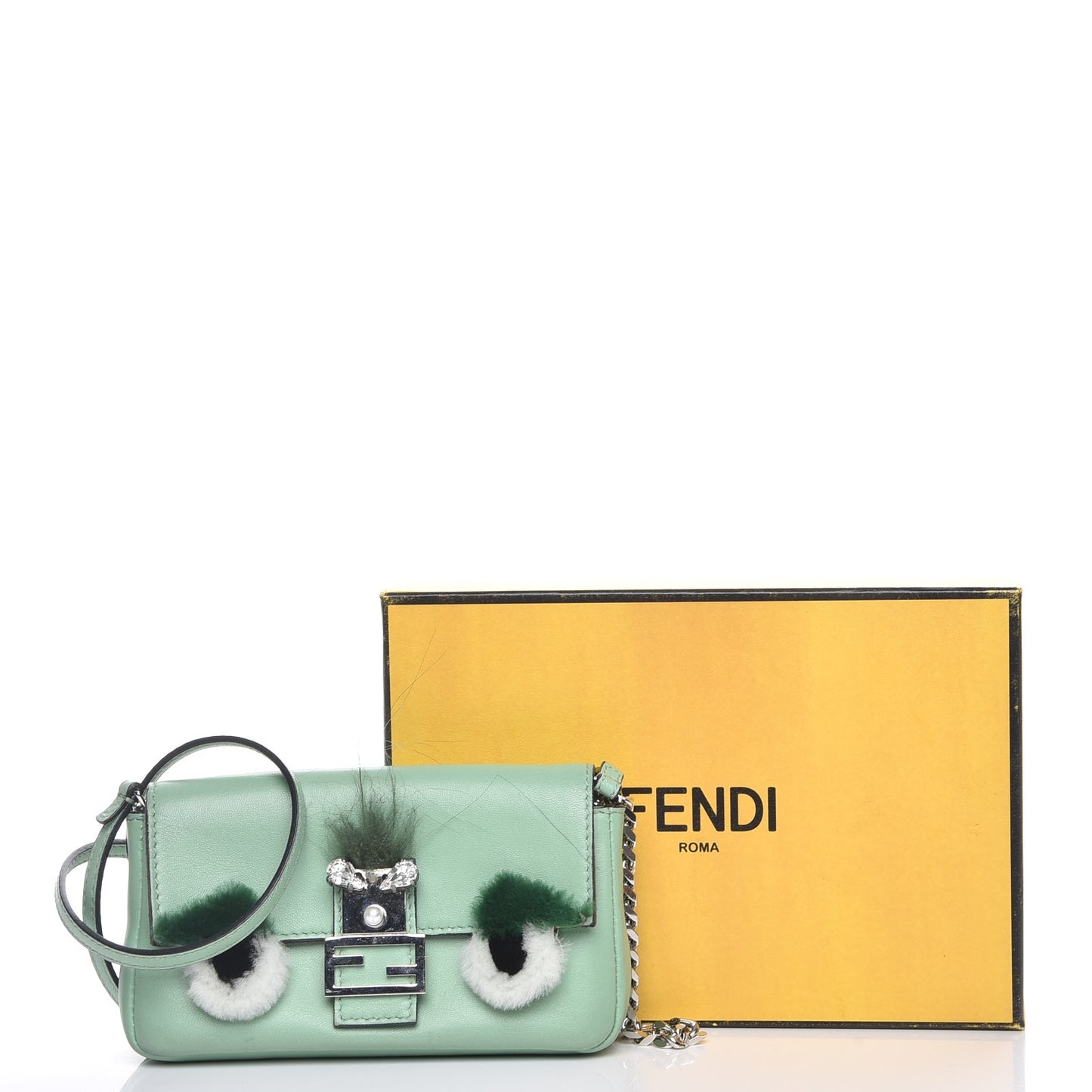 Nappa Rabbit Fox Fur Micro Buggie Baguette Verde Acqua