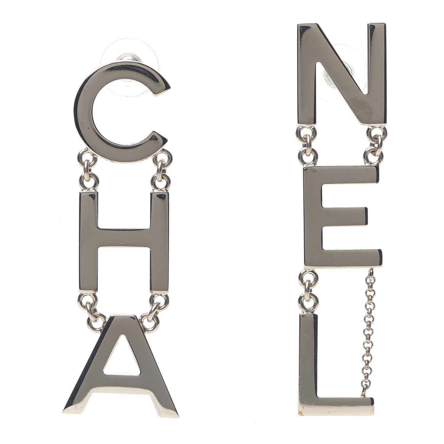 Chanel Metal Cha-Nel Logo Drop Earrings Gold 1 of 7