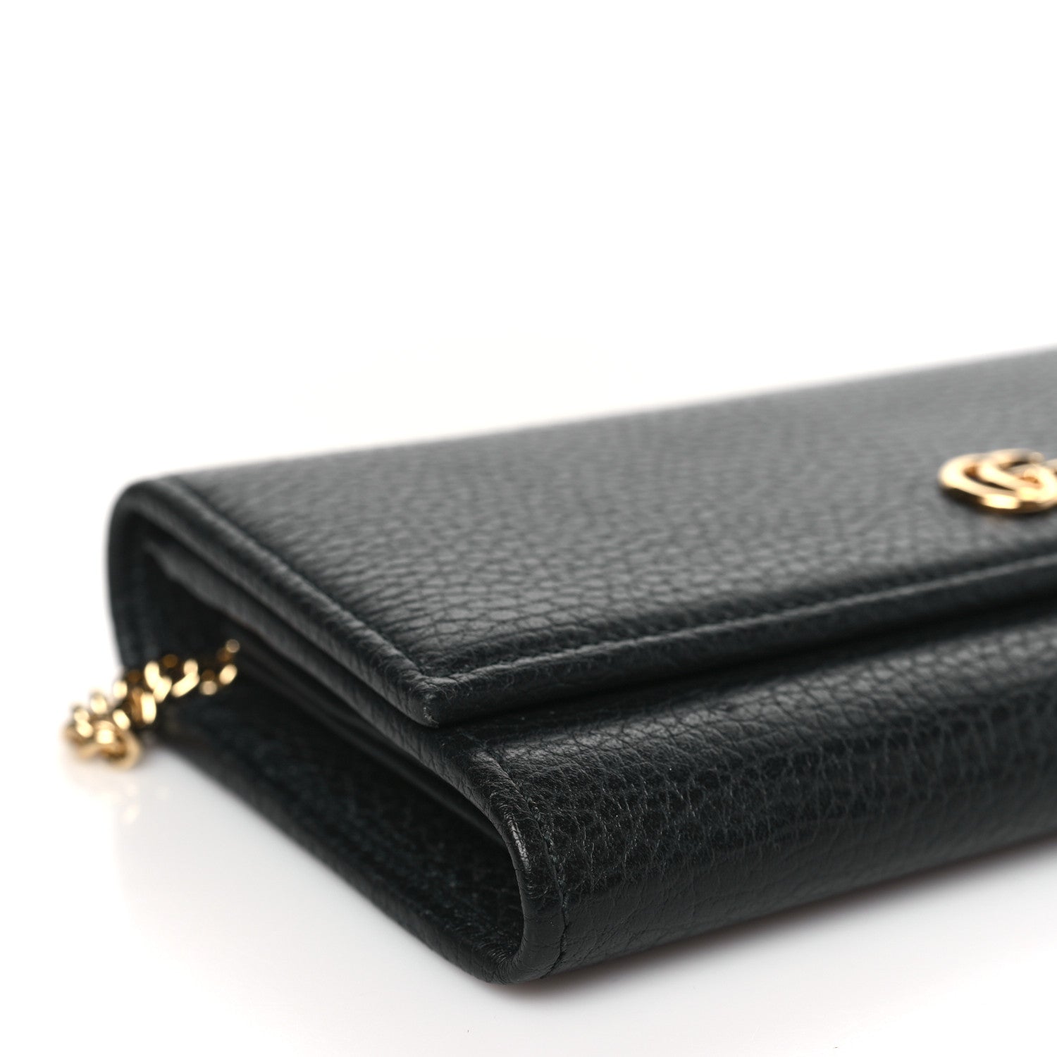 Gucci Dollar Calfskin Petite GG Marmont Wallet Chain Bag Black 8 of 9