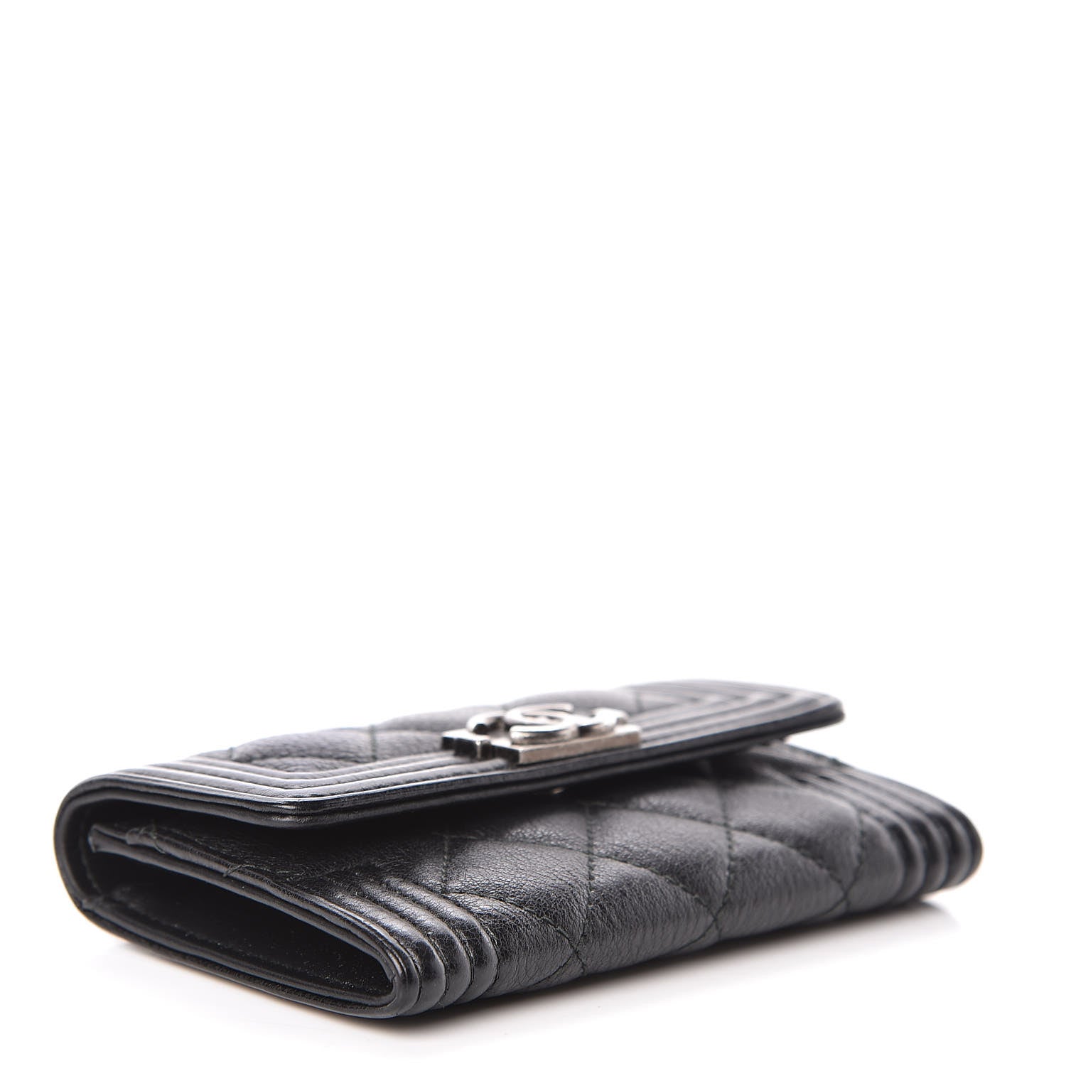 Chanel Calfskin Quilted Boy Flap Card Holder Black 4 of 9