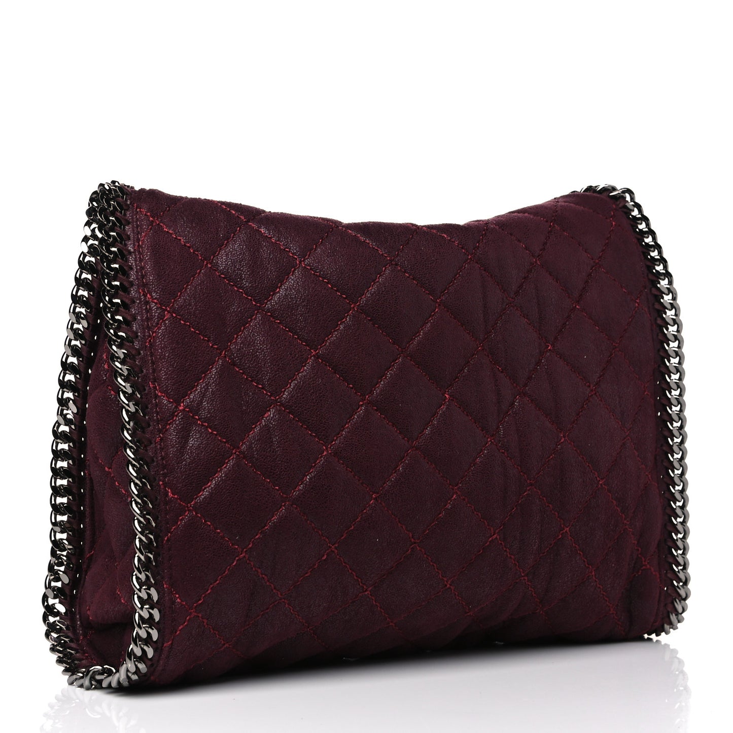 Shaggy Deer Quilted Small Falabella Tote Burgundy