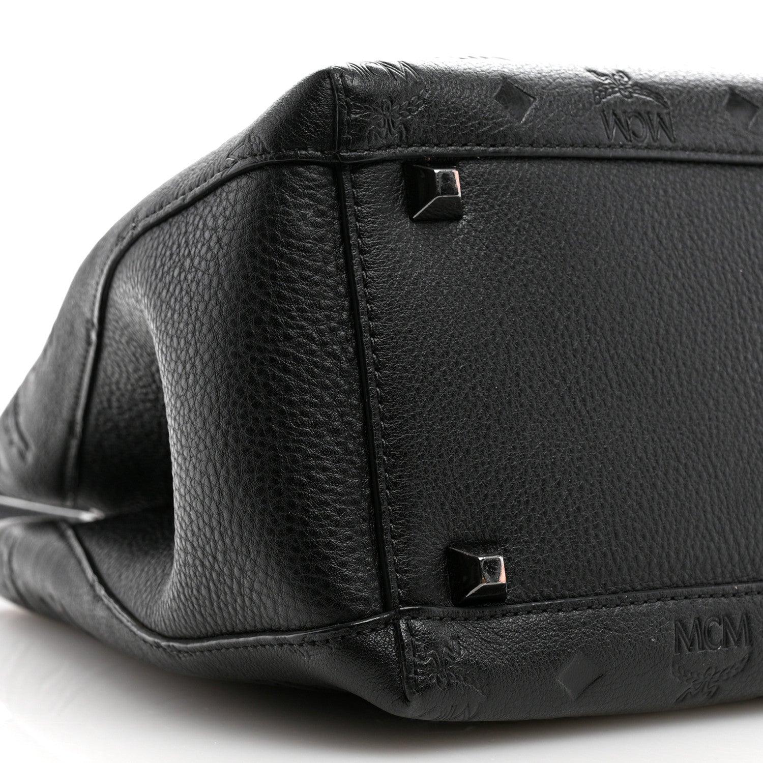 MCM Calfskin Ottomar Monogram Sarah Convertible Hobo Black 9 of 10