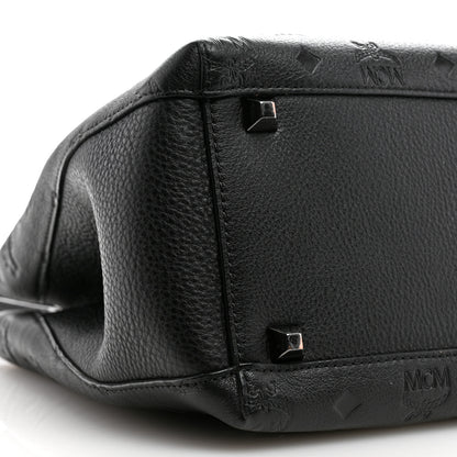 MCM Calfskin Ottomar Monogram Sarah Convertible Hobo Black 9 of 10