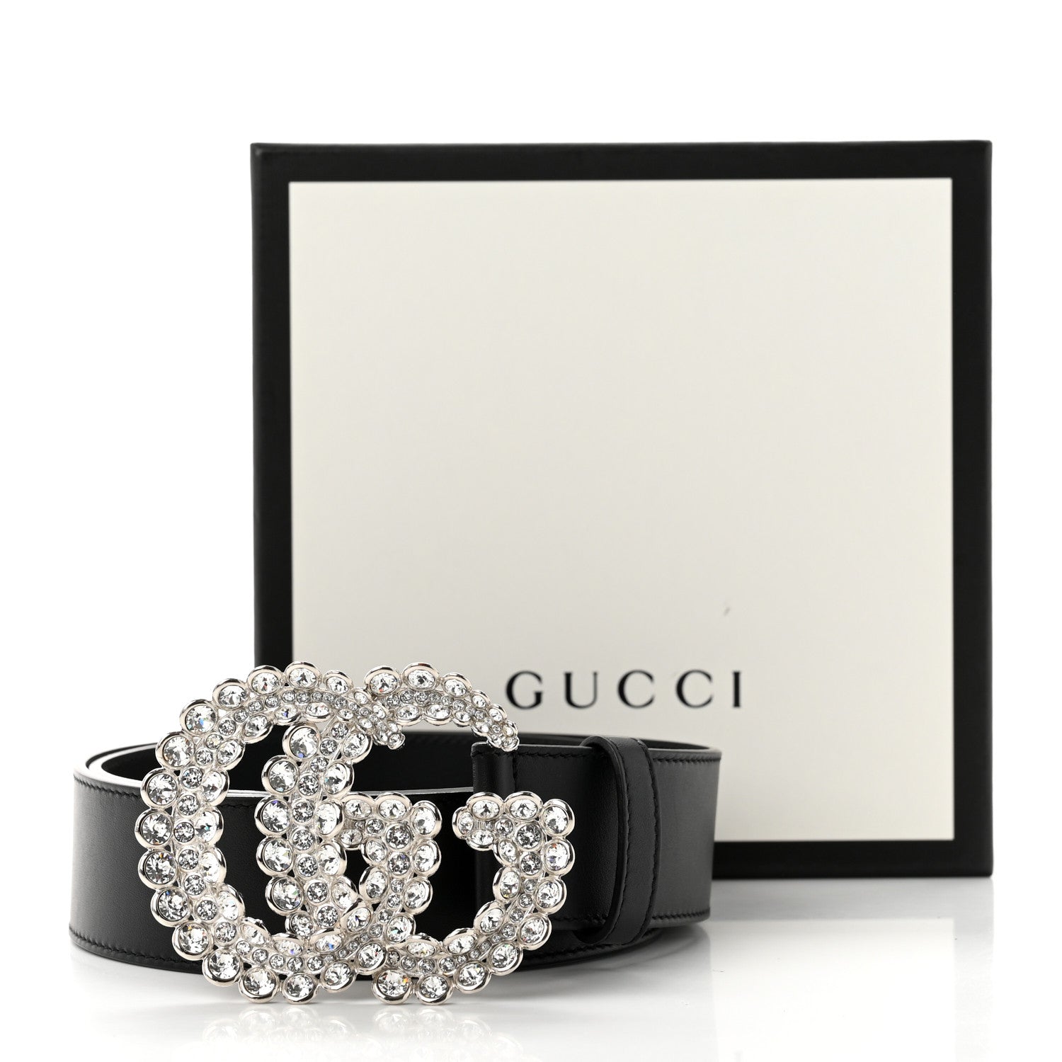 Gucci Calfskin Crystal Double G 40mm Belt 85 34 Black 8 of 8